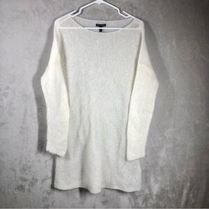 Eileen Fisher Open Knit Mohair Sweater Size M Ivory Sheer Lightweight Pullover‎